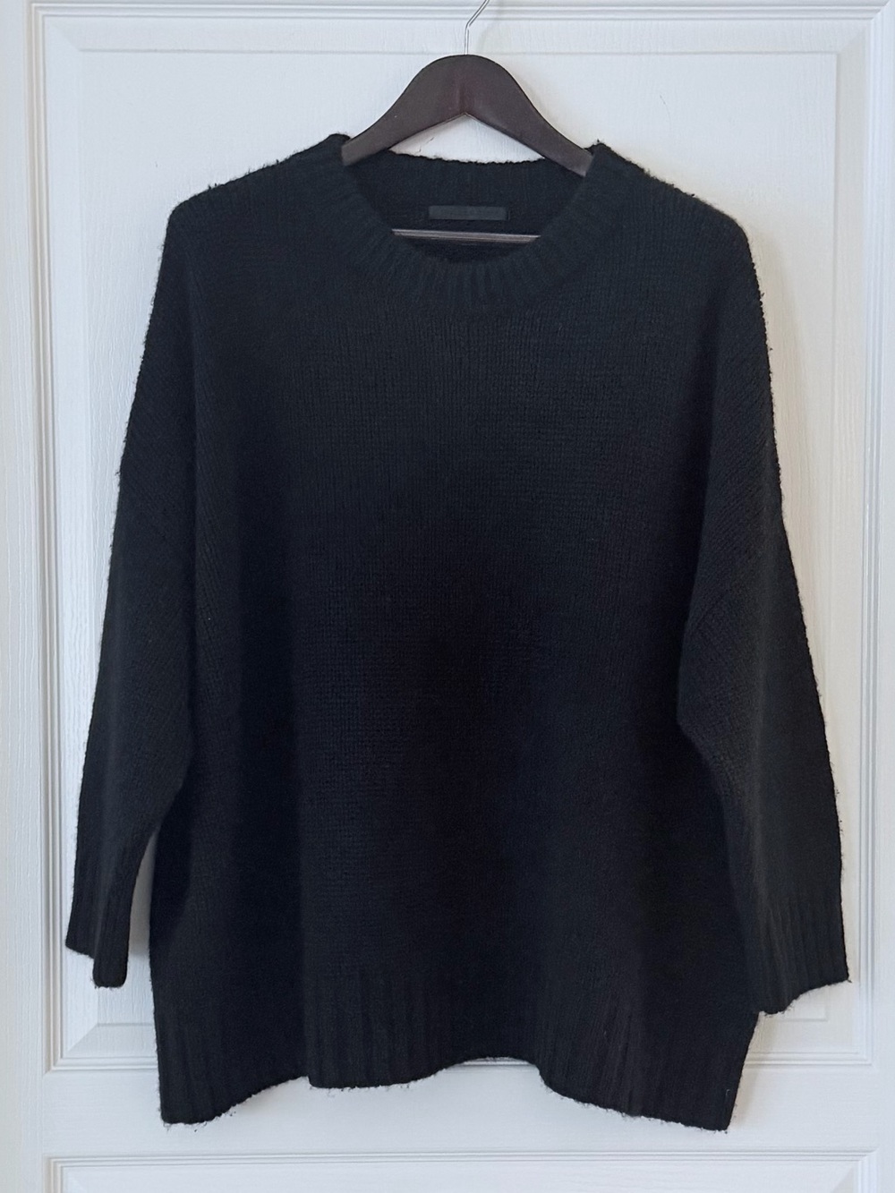 Jenni Kayne Oversized Black Alpaca Blend Crewneck Sweater
